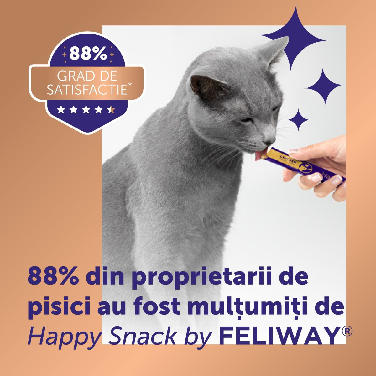 FELIWAY Happy Snack, Pui, plic recompense funcționale pisici, sistem nervos &amp; calmante, (topping), 15g x 6buc